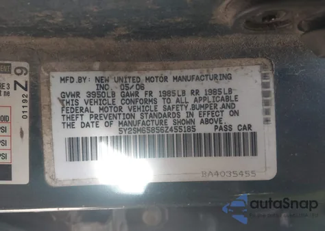2006 Pontiac Vibe from USA, damaged, VIN 5Y2SM65856Z455185
